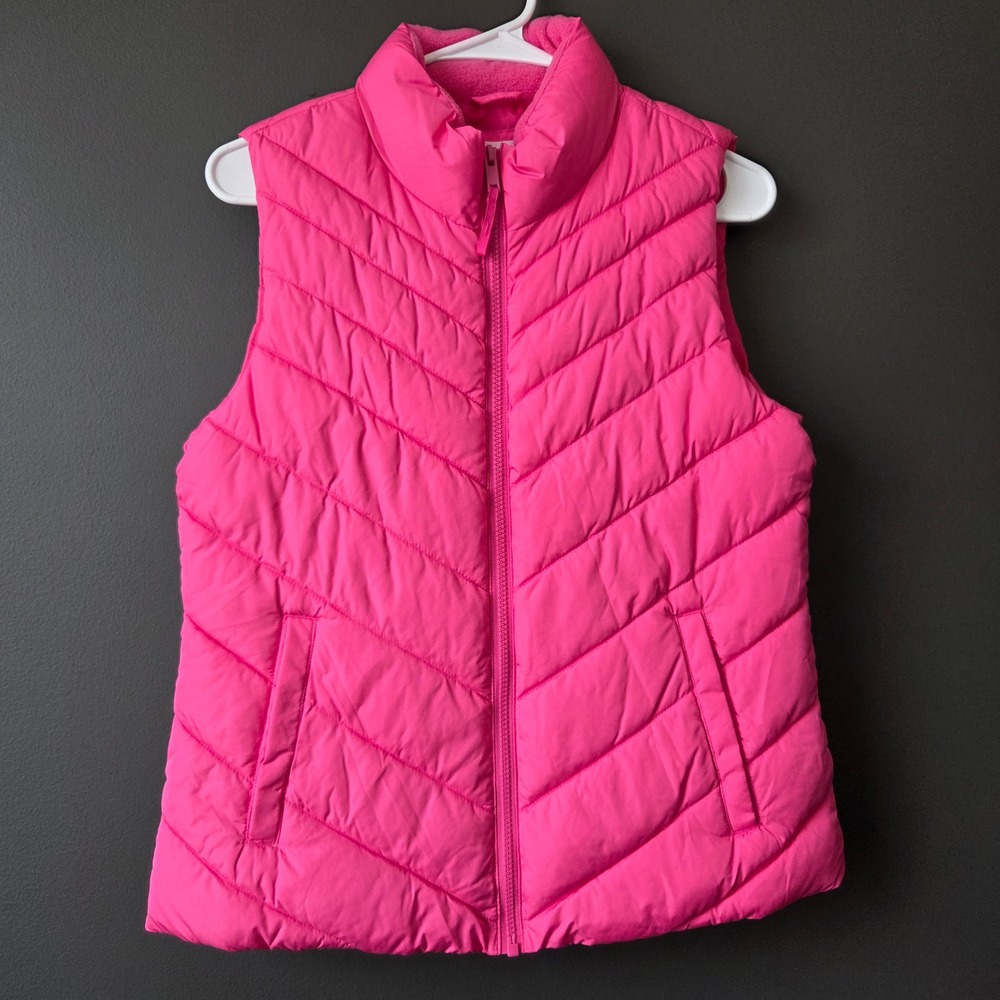 NWT Gap Womens Small Hot Pink Quilted Puffer Vest Mock‎ Neck Lined Pockets